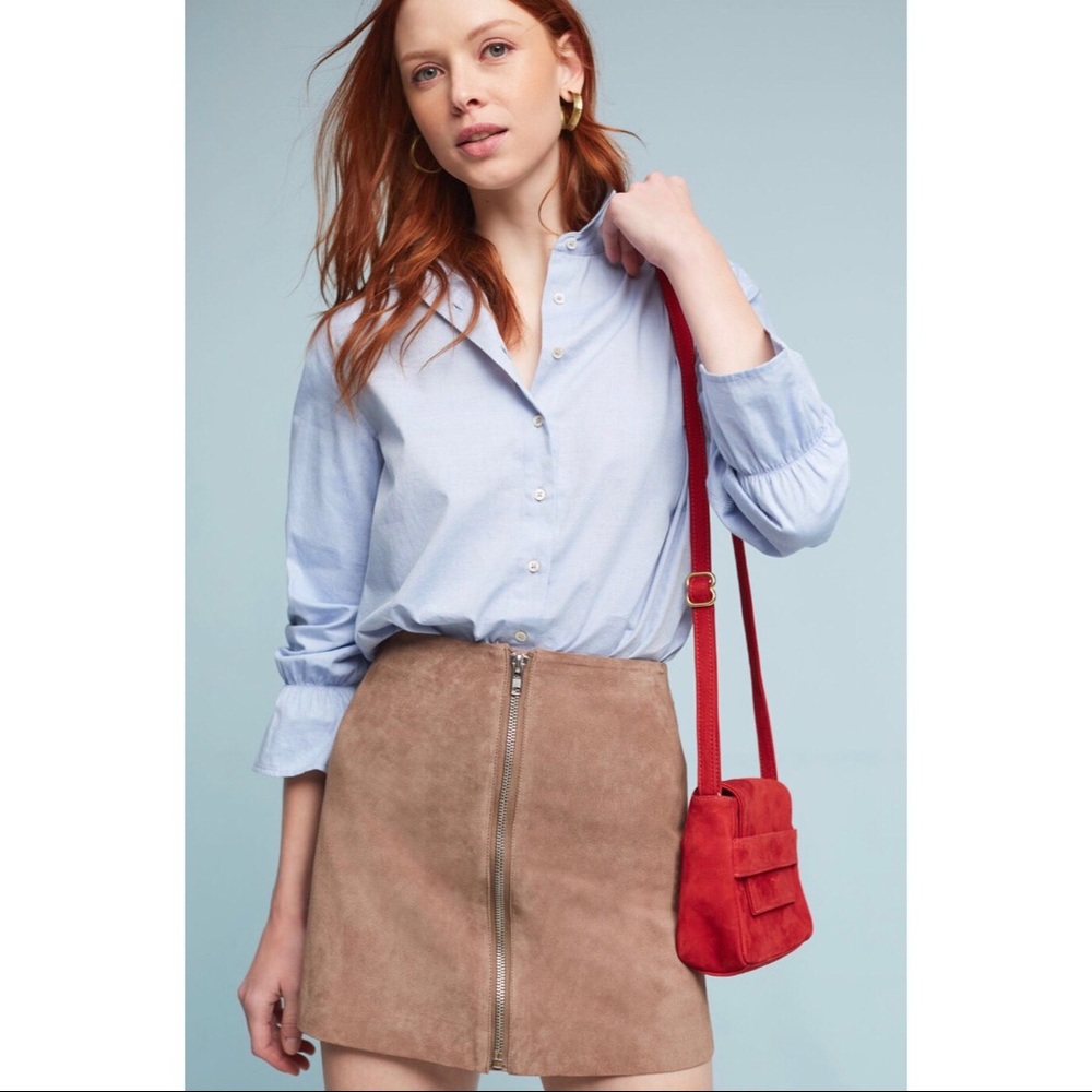 {anthropologie} suede skirt